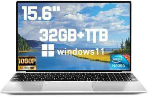 2025 Latest 15.6'' Laptop Compatible with Windows 11, 1TB SSD 32GB Dual-Channel RAM, Quad-Core Processor(Max 2.9GHz), 1080p FHD Display, Backlit Keyboard, Fingerprint, Webcam, Mini-HDMI, WiFi5, BT5