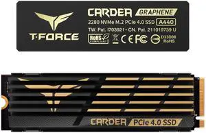 TEAMGROUP T-Force CARDEA A440 Graphene & Aluminum Heatsink 1TB with DRAM SLC Cache 3D NAND TLC NVMe PCIe Gen4 x4 M.2 2280 Gaming Internal SSD Read/Write 7,000/5,500 MB/s TM8FPZ001T0C327