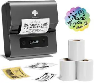 Phomemo M221 Printer with 3 Rolls Labels (50x80mm)