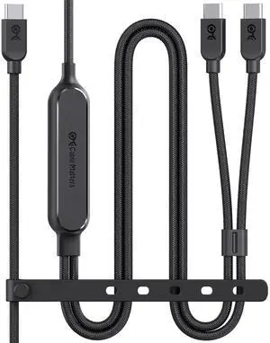 Cable Matters Braided 2-in-1 USB C to USB C Cable - 6ft, 140W Smart Power Allocation for Laptops and Phones, Supports Charging & Data Transfer, USBC Power Splitter, Works with MacBook, iPad, iPhone