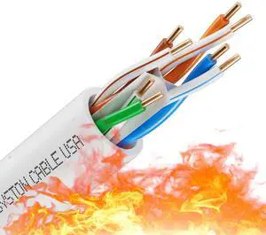 Syston Cable Technology Cat 6A+ Ethernet Network Cable700MHz 23AWG Solid Bare Copper Wire Outdoor/Indoor, No Ends 100/250/500/1000 Ft Available, Heat Resistant Plenum Rated (250 FT, CMP, White-CMP)