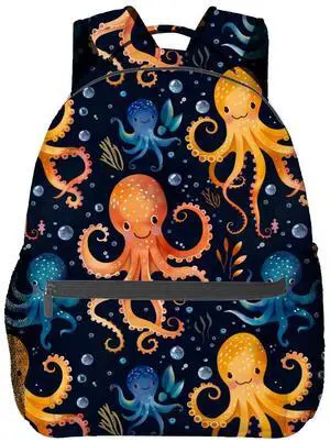 Vibrant Octopus Backpack, Travel School Laptop Polyester Colorful Octopus Backpacks for Women Kids, Work Sports Back Pack Casual Daypack, Lightweight Rucksack Gifts for Gym Camping Hiking