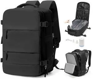 bergsalz Vacuum Backpack Travel With Pump,Mochila De Viaje Compresion Al Vacio,Personal Item Travel Backpack With Vacuum System,Large Carry On Vacpack Backpacks For Women Men,Black