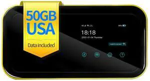 FREEBOT 4G LTE Mobile Hotspot Router - Preloaded with 50GB USA Data (90 Days), Portable WiFi for International Travel in 150+ Countries, SIM-Free Multi-Carrier Access, No Contract Required