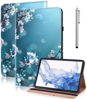 VODEFOX for All-New Kindle Fire HD 10 Tablet Case 13th Generation 2023 Release 10.1", PU Leather Cover for Fire HD10 & HD 10 Plus 2023 (Plum Blossom, Fire HD 10 & 10 Plus (13th Generation, 2023))