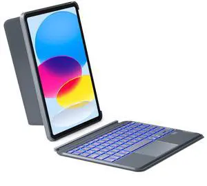 Inateck iPad 11th/10th Generation Case with Keyboard, Detachable Keyboard Case with 7-Color Backlight and Touchpad for iPad 10th(10.9"),ipad 11th Generation(2025 A16), KB04112 Gray
