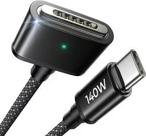 LISEN USB-C to Magnetic 3 Cable (3.3FT/Black) for M4 MacBook Air Pro Charger, 140W Magnetic Safe 3 Cable for MacBook Air (15''/13'' M4 2025, M3 2024, M2 2023, M2 2022), Pro (16"/14" 2024/2023/2021)