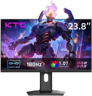 KTC 24 Inch Gaming Monitor 180Hz - 2K 1440P Computer Monitors, Fast IPS Monitor with HDR 400, Adaptive Sync, Up to 185Hz, HDMI 2.0 & Display Port 1.4, Height Adjustable, Vesa Mount, H24T7
