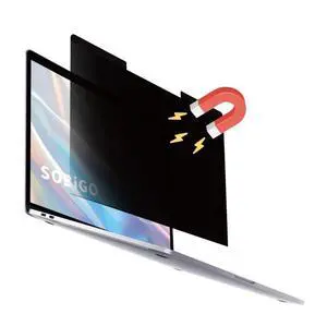 SOBiGO! Magnetic Anti-Blue Light Privacy Screen Protector for Laptop  Anti-Glare, Anti-Scratch, Privacy Filter  Nano Washable Adhesive Strip Design, Easy Installation for 14 Inch Laptop Privacy Scre