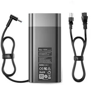 GERVGHS 150W AC Laptop Charger Compatible with HP ZBook Studio 15 16 17 G5-G8, ZBook 15 16 17 G5-G9, OMEN 15 17 Fury 15 17 Pavilion Gaming 15 17, 15u G3, 15v x360 G5 Power Cord