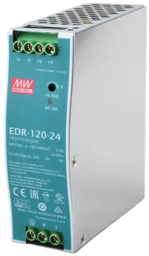 TorqCali EDR-120-24 Industrial DIN Rail Power Supply 24V 5A High Efficiency for Industrial Automation UL/TUV Certified