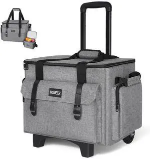 INSMEER Rolling Teacher Bag with Wheels, Padded Laptop Compartment for up to 15.6 Inches Laptop, Wheeled Teacher Tote Bag with Insulated Lunch Bag Gift for Teaching, Office, Nursing