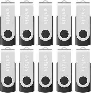 Enfain 8GB USB Flash Drive 10 Pack (80GB Total) Bulk Thumb Drives with Metal Swivel Cap ^^ Includes Labels for Business, Data Backup, Presentations & File Storage Enfain 8GB USB Flash Drive 10 Pack (80GB Total) Bulk Thumb Drives with Metal Swivel Cap ^^ Includes Labels for Business, Data Backup, Presentations & File Storage