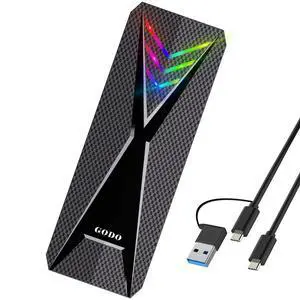 GODO RGB M.2 PCIe NVMe/SATA SSD External Enclosure,Portable USB C to M.2 Nvme Sata Adapter Tool Free,10Gbps 3.1/3.2 Gen 2, Support UASP Trim for M (B+M) Key GODO RGB M.2 PCIe NVMe/SATA SSD External Enclosure,Portable USB C to M.2 Nvme Sata Adapter Tool Free,10Gbps 3.1/3.2 Gen 2, Support UASP Trim for M (B+M) Key