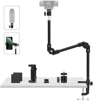 Webcam Stand Camera Desk Mount with Phone Holder & 5/8" Screw - 22" Flexible Projector Stand Gooseneck Desk Mic Stand for Logitech C922 C930e C920 C615 C960 Brio 4K, GoPro, Blue Yeti Snowball I Webcam Stand Camera Desk Mount with Phone Holder & 5/8" Screw - 22" Flexible Projector Stand Gooseneck Desk Mic Stand for Logitech C922 C930e C920 C615 C960 Brio 4K, GoPro, Blue Yeti Snowball I