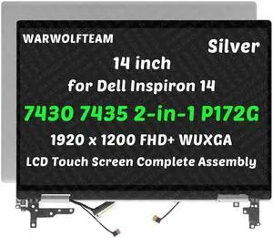 WARWOLFTEAM Compatible with Dell Inspiron 14 7430 7435 2-in-1 P172G P172G001 P172G002 5K0M2 05K0M2 LCD Touch Screen Digitizer Replacement Hinges Full Top Assembly 14in 1920 x 1200 FHD+ WUXGA(Silver WARWOLFTEAM Compatible with Dell Inspiron 14 7430 7435 2-in-1 P172G P172G001 P172G002 5K0M2 05K0M2 LCD Touch Screen Digitizer Replacement Hinges Full Top Assembly 14in 1920 x 1200 FHD+ WUXGA(Silver