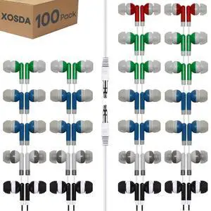 XOSDA 100 Pack Classroom Earbuds Headphones Bulk for School Kids Children, Wholesale Durable Earphones Class Set for Students (XPG101,100 Mixed) XOSDA 100 Pack Classroom Earbuds Headphones Bulk for School Kids Children, Wholesale Durable Earphones Class Set for Students (XPG101,100 Mixed)