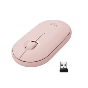 Logitech Pebble Wireless Mouse with Bluetooth or 2.4 GHz Receiver - Pink Rose Logitech Pebble Wireless Mouse with Bluetooth or 2.4 GHz Receiver - Pink Rose