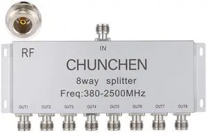 CHUNCHEN 8 Way N Female Connector Power Splitter 50 Ohm Signal Splitter 380MHz-2500MHz Cable Signal Splitter 1 Input 8 Output for Antenna Cable CHUNCHEN 8 Way N Female Connector Power Splitter 50 Ohm Signal Splitter 380MHz-2500MHz Cable Signal Splitter 1 Input 8 Output for Antenna Cable