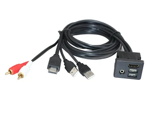 YONGJIANGXIA Car Dash Mount Installation HDMI Dual USB RCA Male Female Extension Cable 1M YONGJIANGXIA Car Dash Mount Installation HDMI Dual USB RCA Male Female Extension Cable 1M