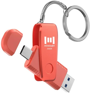MOSDART 256GB USB C and A 3.1 Dual Flash Drive with Keychain, Orange MOSDART 256GB USB C and A 3.1 Dual Flash Drive with Keychain, Orange