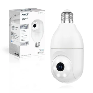 Feit Electric Smart Security Camera Bulb, 2K QHD Resolution, 2-Way Audio, Human Tracking, 350 Pan, Night Vision, Motion Alerts, E26 Base, Alexa/Google Assistant Compatible, CAM/PAN/WIFI/E26/2K Feit Electric Smart Security Camera Bulb, 2K QHD Resolution, 2-Way Audio, Human Tracking, 350 Pan, Night Vision, Motion Alerts, E26 Base, Alexa/Google Assistant Compatible, CAM/PAN/WIFI/E26/2K