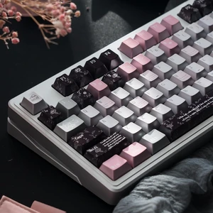 Metal Paint PBT Keycaps, 129 Keys Black Pink Cherry Profile Keycap Set Metal Paint PBT Keycaps, 129 Keys Black Pink Cherry Profile Keycap Set
