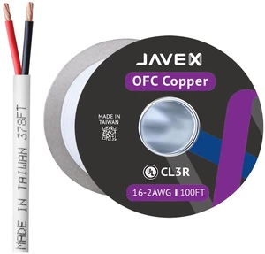 JAVEX 16/2 Speaker Wire, in-Wall CL2R/CL3R Riser/Outdoor, 100FT, White JAVEX 16/2 Speaker Wire, in-Wall CL2R/CL3R Riser/Outdoor, 100FT, White