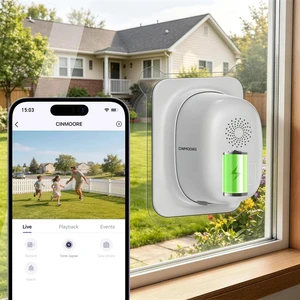 CINMOORE 2.5K Window Security Camera, No Drill Anti-Glare, Free AI Human/Vehicle/Pet Detection, Color Night Vision, 5000mAh Battery & Wired Dual Power, Indoor-to-Outside, 24/7 Recording CINMOORE 2.5K Window Security Camera, No Drill Anti-Glare, Free AI Human/Vehicle/Pet Detection, Color Night Vision, 5000mAh Battery & Wired Dual Power, Indoor-to-Outside, 24/7 Recording