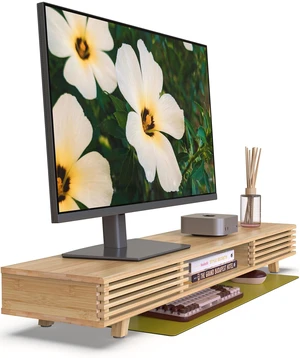 WELL WENG Computer Monitor Stand with Sliding Door,42 Inch,Bamboo WELL WENG Computer Monitor Stand with Sliding Door,42 Inch,Bamboo