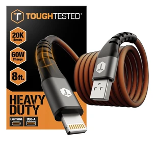 ToughTested 8FT USB to Lightning Cable, MFi Certified, 3A Fast Charge ToughTested 8FT USB to Lightning Cable, MFi Certified, 3A Fast Charge