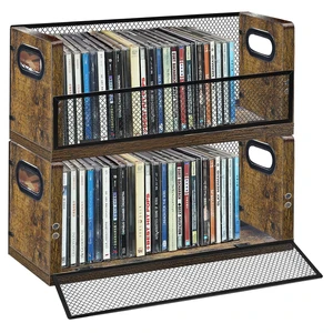 PUTNATRURE CD Storage Rack, 2 Pack Shelves Hold 76 CD Cases, Stackable CD Tower with Magnetic Opening Door for Easy Access, Desktop Music Organizer for Home and Office PUTNATRURE CD Storage Rack, 2 Pack Shelves Hold 76 CD Cases, Stackable CD Tower with Magnetic Opening Door for Easy Access, Desktop Music Organizer for Home and Office