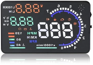 Arestech 5.5 inches A8 OBD2 Windshield HUD Head Up Display with Display RPM MPH Speeding Warning Fuel Consumption Temperature (FBA) Arestech 5.5 inches A8 OBD2 Windshield HUD Head Up Display with Display RPM MPH Speeding Warning Fuel Consumption Temperature (FBA)