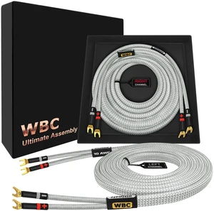 WORLDS BEST CABLES 4 Foot Ultimate - 10 AWG - Ultra-Pure OFC - Premium Audiophile HiFi Speaker Cable Pair with Eminence Spade Plugs & Silver Tweed Jacket WORLDS BEST CABLES 4 Foot Ultimate - 10 AWG - Ultra-Pure OFC - Premium Audiophile HiFi Speaker Cable Pair with Eminence Spade Plugs & Silver Tweed Jacket