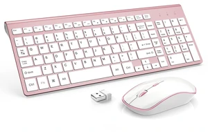 J JOYACCESS Wireless Keyboard Mouse Combo,Typewriter Keyboard Wireless, Portable Pink Keyboard for Computer/Laptop/Windows/Mac-Pink J JOYACCESS Wireless Keyboard Mouse Combo,Typewriter Keyboard Wireless, Portable Pink Keyboard for Computer/Laptop/Windows/Mac-Pink