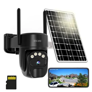 ESCANU Security Cameras Wirelss Outdoor Solar Powered for Home Security,360 View Outside Camera with SD Card, 5G/2.4GHz WiFi,Motion Detection,IP-65 Weather Proof,No Subscription Fee ESCANU Security Cameras Wirelss Outdoor Solar Powered for Home Security,360 View Outside Camera with SD Card, 5G/2.4GHz WiFi,Motion Detection,IP-65 Weather Proof,No Subscription Fee