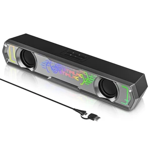GTIMLMC Computer Speakers with Mirror Design, RGB LED Light, Type C-USB Input, Easy-Control Volume, Wired PC Speakers Soundbar for Desktop Laptop Monitor GTIMLMC Computer Speakers with Mirror Design, RGB LED Light, Type C-USB Input, Easy-Control Volume, Wired PC Speakers Soundbar for Desktop Laptop Monitor