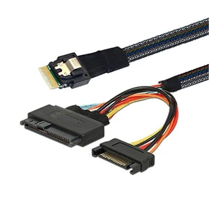 AoQhir Mini Slimline SAS SFF-8654 4i 38P to U.2 SAS 8639 Server-Grade Cable with SATA 15P Male Cable 24G, 32AWG High-Speed (31.49, Inches) AoQhir Mini Slimline SAS SFF-8654 4i 38P to U.2 SAS 8639 Server-Grade Cable with SATA 15P Male Cable 24G, 32AWG High-Speed (31.49, Inches)