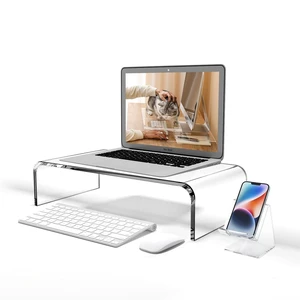 16"x8"x4" Acrylic Monitor Stand, Clear Laptop Riser with Bonus Phone Stand 16"x8"x4" Acrylic Monitor Stand, Clear Laptop Riser with Bonus Phone Stand