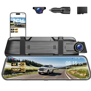4K Mirror Dash Cam, Rear View Mirror Camera 10'', FHD Full Touch ScreenDash Cam Front and Rear Cam with WiFi & Night Vision, Streaming Media Wide Angle Parking Assistance Free 32GB 4K Mirror Dash Cam, Rear View Mirror Camera 10'', FHD Full Touch ScreenDash Cam Front and Rear Cam with WiFi & Night Vision, Streaming Media Wide Angle Parking Assistance Free 32GB