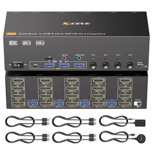 KVM Switch 4 Monitors 4 Computers, Reyoten Quad Monitor HDMI/DP KVM 8K@60Hz KVM Switch 4 Monitors 4 Computers, Reyoten Quad Monitor HDMI/DP KVM 8K@60Hz