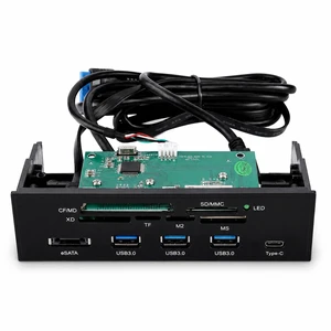 Hamwesh Internal Card Reader, 5.87 Inch USB 3.0 Hub with 5 Ports 6 Card Slots Multifunction Interface, Equipped with ESATA and USB 3.1 Port for .25 Inch Drive Bay Hamwesh Internal Card Reader, 5.87 Inch USB 3.0 Hub with 5 Ports 6 Card Slots Multifunction Interface, Equipped with ESATA and USB 3.1 Port for .25 Inch Drive Bay