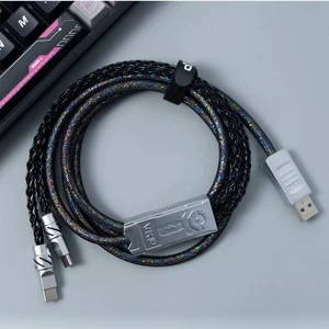 2-IN-1 USB C Dual 8K Mechanical Keyboard Magnetic Axis Cable , Thick Braided RGB Flash Cable, Stable Without Interruption, Metal Aviation Plug for Mechanical Keyboards/Mice/Hubs, 1.5Meter (Black) 2-IN-1 USB C Dual 8K Mechanical Keyboard Magnetic Axis Cable , Thick Braided RGB Flash Cable, Stable Without Interruption, Metal Aviation Plug for Mechanical Keyboards/Mice/Hubs, 1.5Meter (Black)