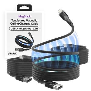 Statik MagStack USB A to Lightning Coiling Magnetic Charging Cable, 12W Statik MagStack USB A to Lightning Coiling Magnetic Charging Cable, 12W