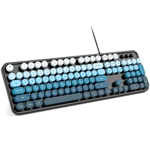 MOWUX Computer Keyboard Wired, Plug and Play USB Retro Round Typewriter Keyboard, Full Size Wired Keyboard with Foldable Stands for Laptop and Office PC- Black Blue Gradient MOWUX Computer Keyboard Wired, Plug and Play USB Retro Round Typewriter Keyboard, Full Size Wired Keyboard with Foldable Stands for Laptop and Office PC- Black Blue Gradient