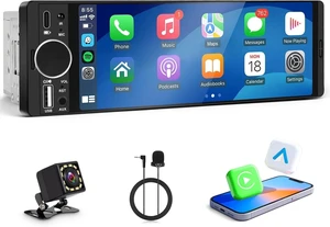 Single Din Radio for Car - Supports Apple Carplay & Android Auto6.28 inch Single Din Touchscreen Radio with BluetoothBackup CameraEnhanced MicUSB SWC RCAEQFM (Black) Single Din Radio for Car - Supports Apple Carplay & Android Auto6.28 inch Single Din Touchscreen Radio with BluetoothBackup CameraEnhanced MicUSB SWC RCAEQFM (Black)