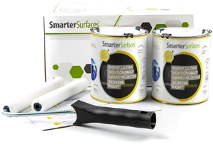 Smarter Surfaces Ultra High Contrast Projector Screen Paint for Wall 4K 8K - Dark Grey Projection Screen Paint 48ft ^^ 4K Projector Paint ^^ Gain Value 0.24 ^^ Projector Wall Paint for Indoor Use Smarter Surfaces Ultra High Contrast Projector Screen Paint for Wall 4K 8K - Dark Grey Projection Screen Paint 48ft ^^ 4K Projector Paint ^^ Gain Value 0.24 ^^ Projector Wall Paint for Indoor Use