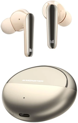 Monster N-Lite 203 AirLinks Wireless Earbuds, Bluetooth 5.3 Hi-Fi Stereo Sound, 30 Hours Playback, Type-C Fast Charging, HD Clear Calls, Touch Control, IPX6 Waterproof in-Ear Headphones (Golden Monster N-Lite 203 AirLinks Wireless Earbuds, Bluetooth 5.3 Hi-Fi Stereo Sound, 30 Hours Playback, Type-C Fast Charging, HD Clear Calls, Touch Control, IPX6 Waterproof in-Ear Headphones (Golden
