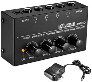 EAJONC 4-Channel 6.35mm Stereo Headphone Amplifier with Volume Control EAJONC 4-Channel 6.35mm Stereo Headphone Amplifier with Volume Control