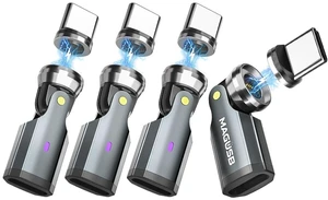 MAGUSB USBC to C Magnetic Adapter PD 240W (4 Pack) 9PIN USBC 90 RightAngle PD 240W Fast Charging 540 480Mbps Data Transfer for iPhone 17/16/15, Samsung Galaxy, Tablet MAGUSB USBC to C Magnetic Adapter PD 240W (4 Pack) 9PIN USBC 90 RightAngle PD 240W Fast Charging 540 480Mbps Data Transfer for iPhone 17/16/15, Samsung Galaxy, Tablet